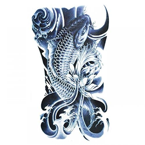 GGSELL Halloween Tattoo for men and women black and white fish is swimming temporary tattoo stickers