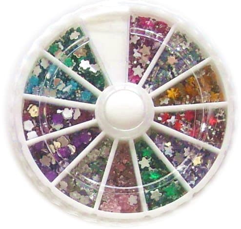 1200 3mm Flower & Star Nail Art Craft Rhinestones Wheel Kit