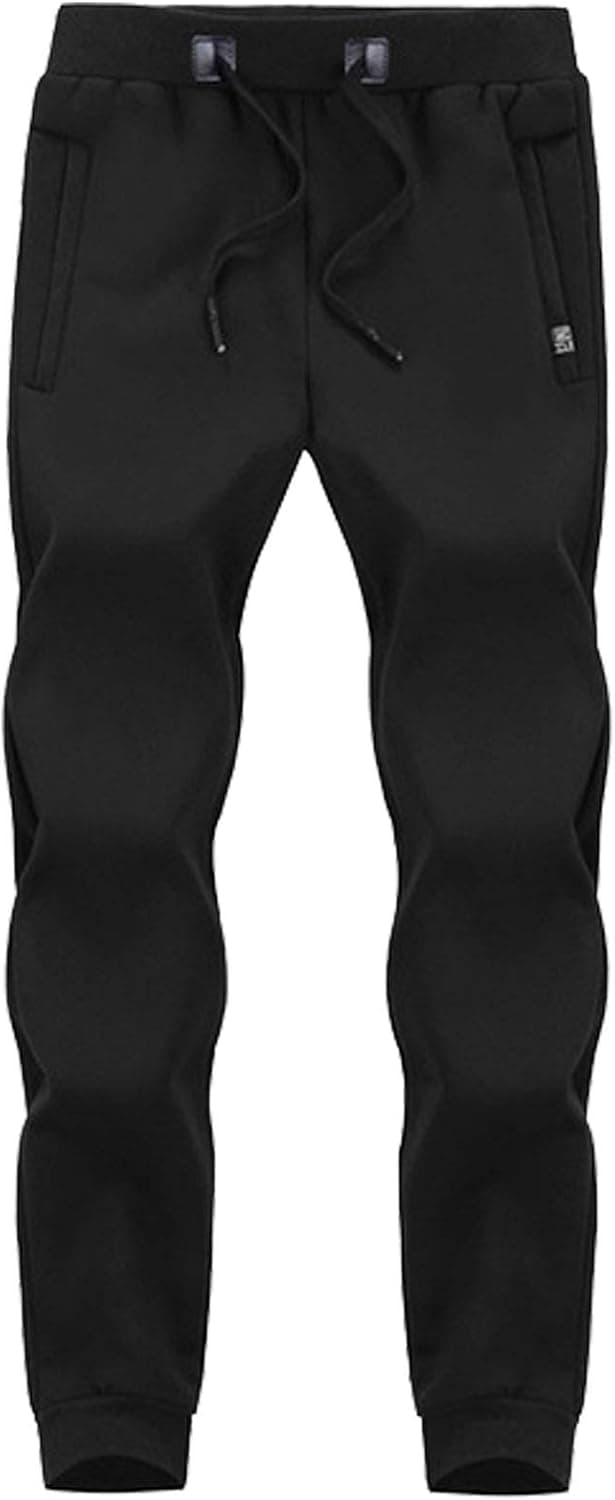 PEHMEA Mens Warm Fleece Pants Sherpa Lined Sweatpants Active Running Track Jogger Pants