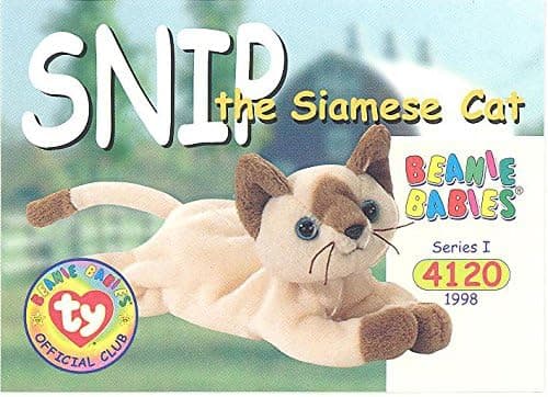 BBOC Cards TY Beanie Babies Series 1 Common - Snip The Siamese Cat