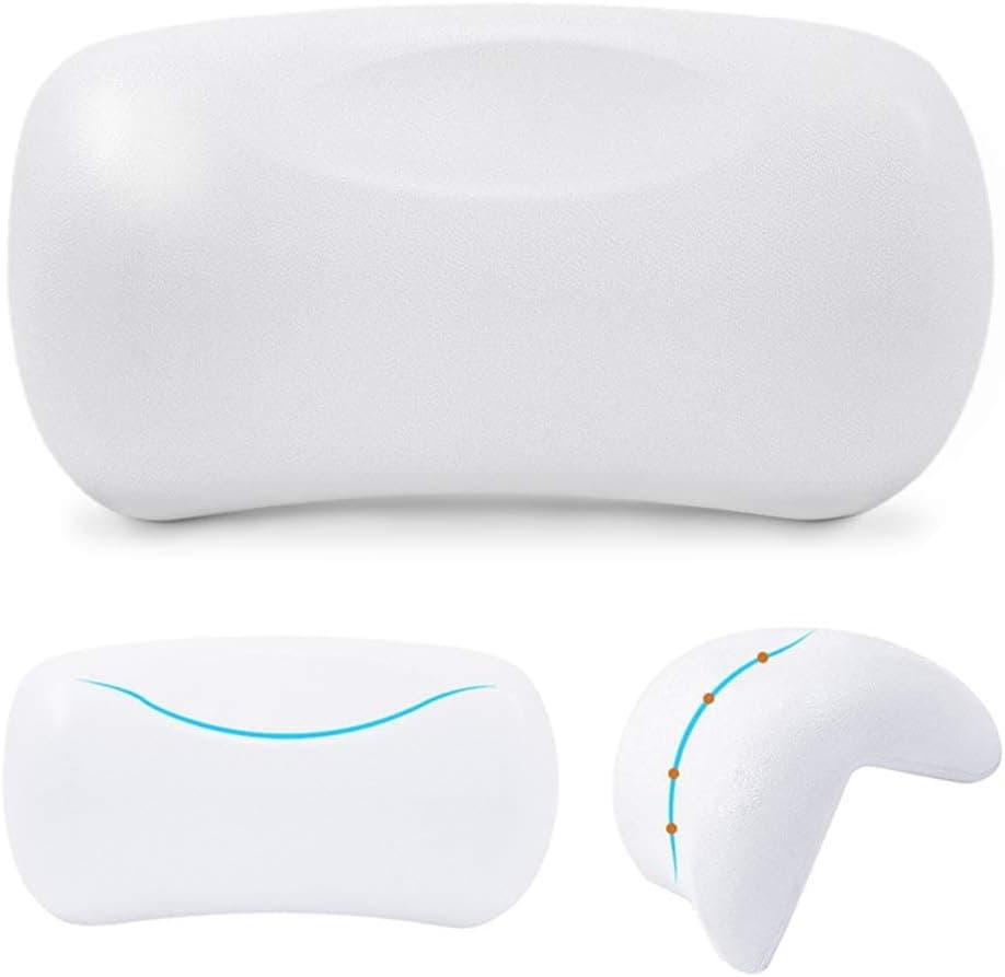 Luxury Bath Pillow, Non-Slip Large Suction Cups, Soft Waterproof Bath Extra Thick Pillows, Perfect for Head, Neck, Back and Shoulder Support