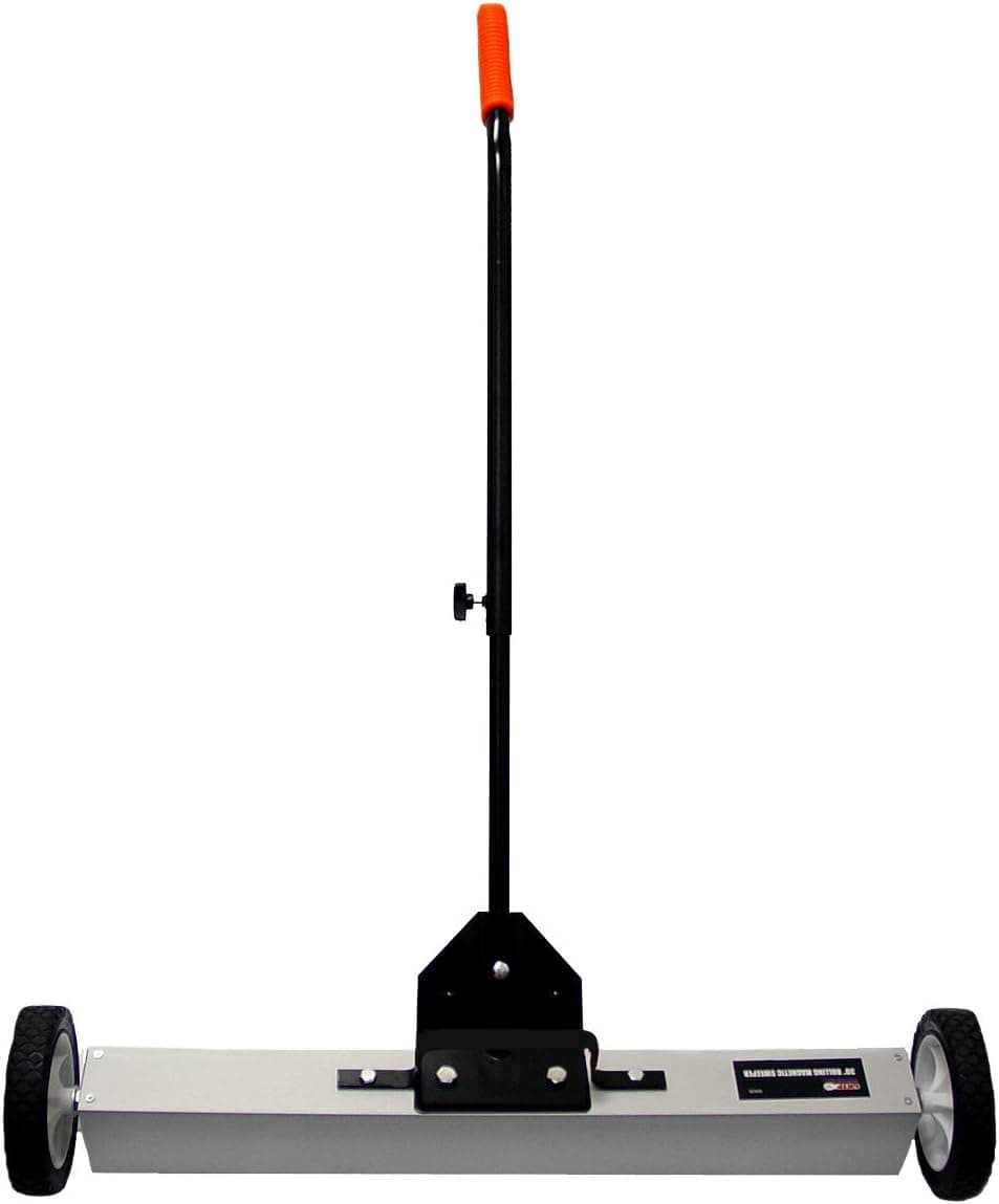 Grip 36" Magnetic Sweeper With Wheels & Release - 50 Pound Capacity - Extendable Handle 35-1/2" to 50" - Easy Cleanup of Workshop, Garage, Construction