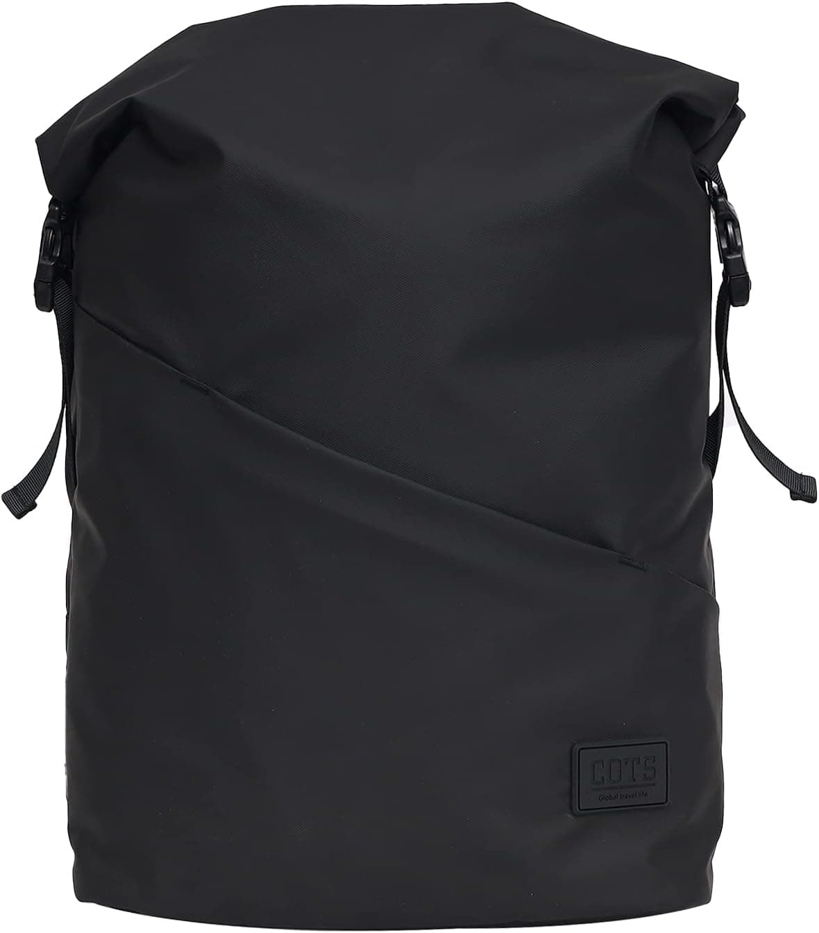 COTS Travel Laptop Backpack, Business Backpack for Men & Women Water Resistant Roll Top College Casual Daypack Fit 15.6" Notebook (Black)