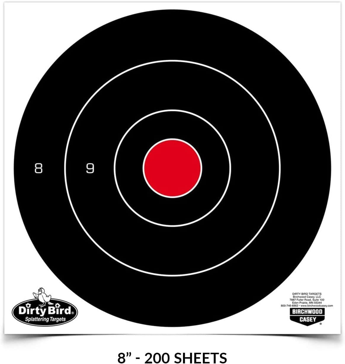 DIRTY BIRD 8" Bull's-Eye Target - 200 Sheet Pack