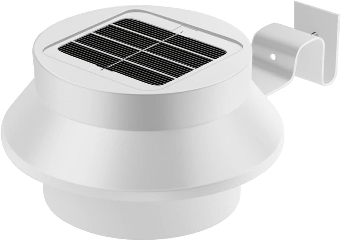 Flexzion Solar LED Light - Sun Powered Energy Saving Night Utility Security Lamp Portable For Indoor Outdoor Any House Yard Gutter Fence Garden Garage Shed Walkways Stairs Safety Lighting in White