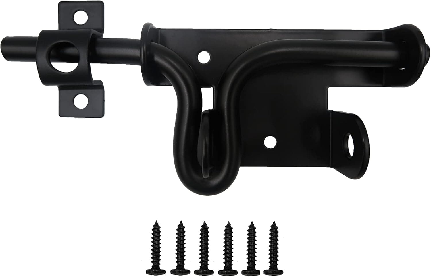 ZUIWAN Black Slide Bolt Gate Latch,Quality Steel Sliding Bolt Door Lock with Padlock Hole for Wooden/Iron Fence,Garage,Garden Shed Door,Deck Gate