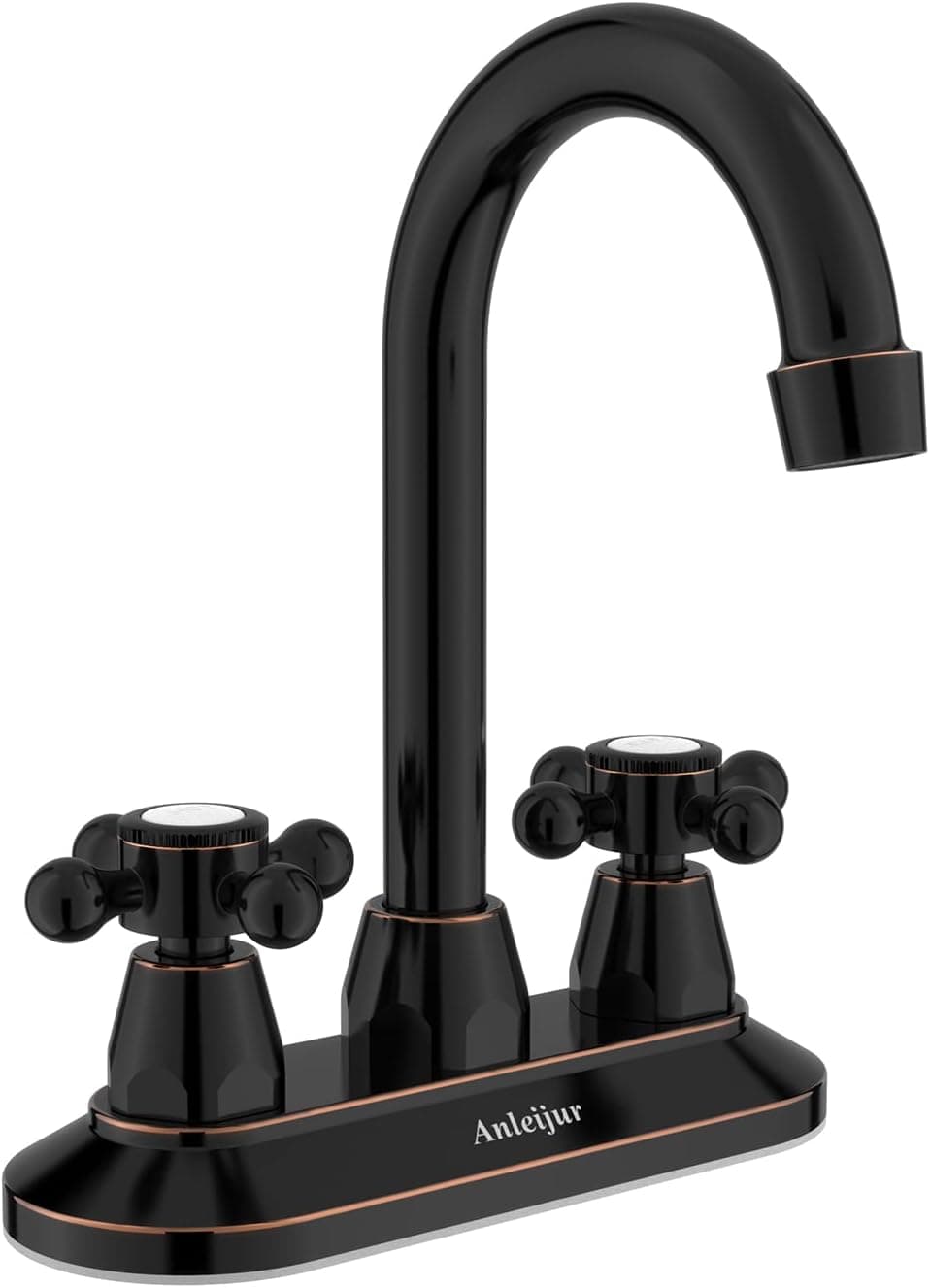 Bathroom Faucet 2 Handle 4 Inch, Anleijur Bathroom Sink Faucet 360° Swivel, 3 Holes Lavatory RV Bathroom Faucets(Oil Rubbed Bronze)
