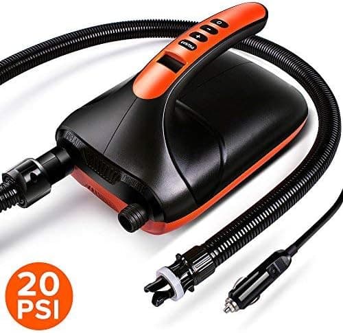 Pagurio 20PSI Smart Electric SUP Pump - 12V DC High Pressure Pump with Intelligent Dual Stage & Auto-Off Function for Easy Inflation & Deflation of Stand Up Paddle Boards & Inflatable Boats