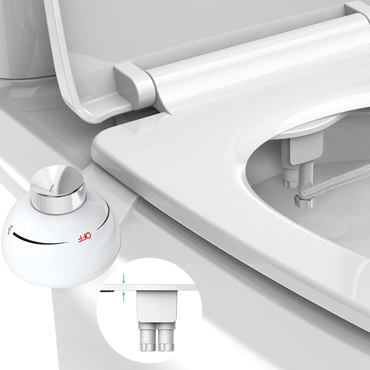 Bidet For Toilet, monbar Bidet Ultra Slim Self Cleaning Dual Nozzle Cold Water Spray Bidets Front and Rear Bidet Attachment For Toilet Bidet Toilet Attachment- Adjustable Water Pressure
