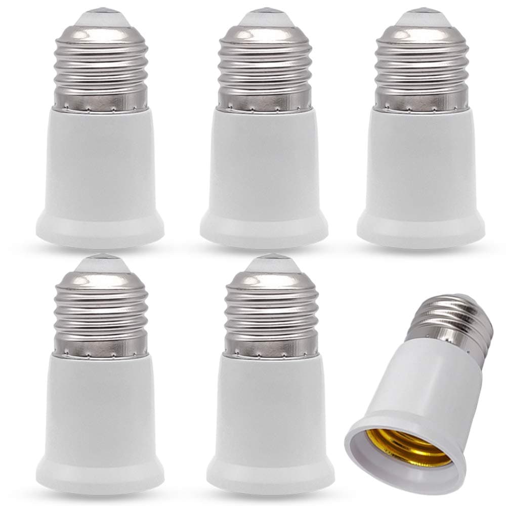 E26 to E26 Light Socket Adapter, Medium Base E26 to Standard Medium Base E26 E27 Converter, LED Light Bulb Converter, 6-Pack