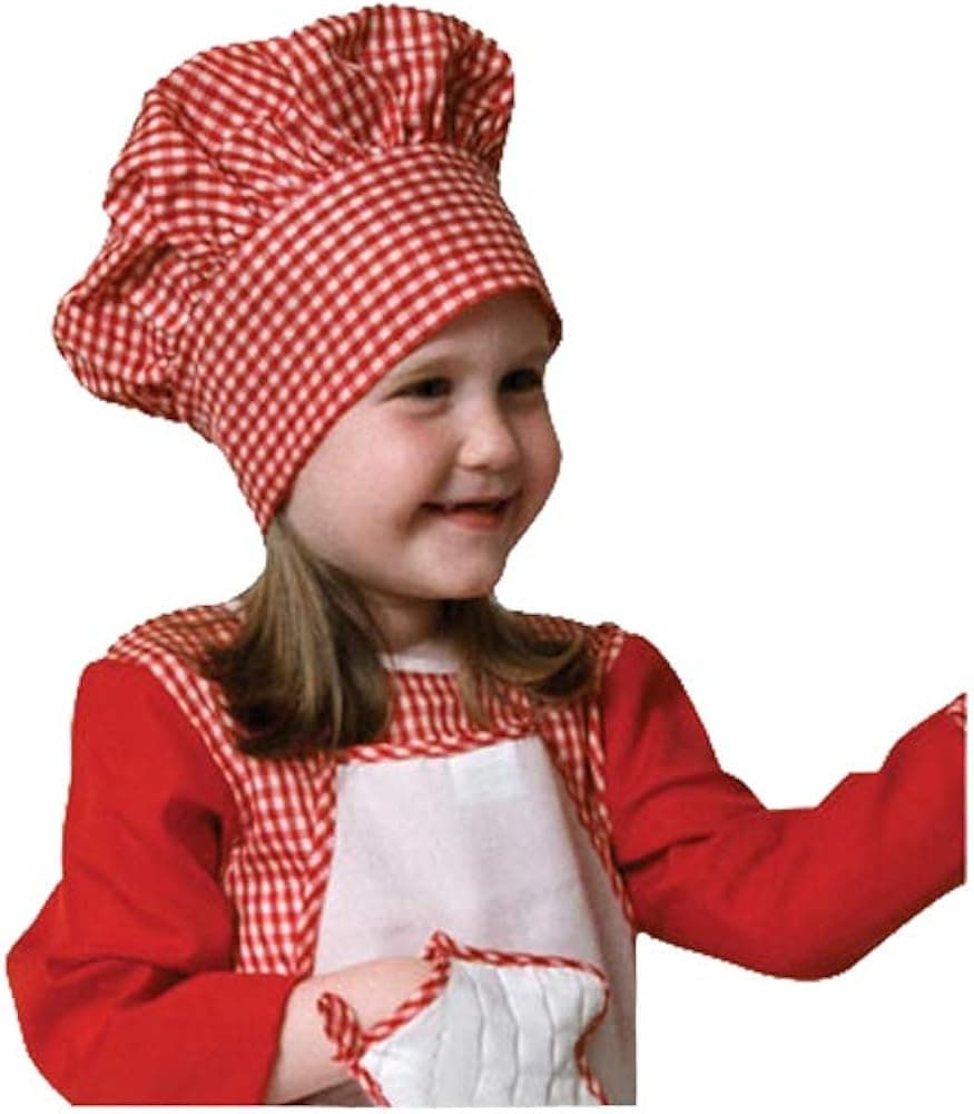 Dress Up America Chef Hat for Kids - Red and White Gingham Bakers Hat, H214