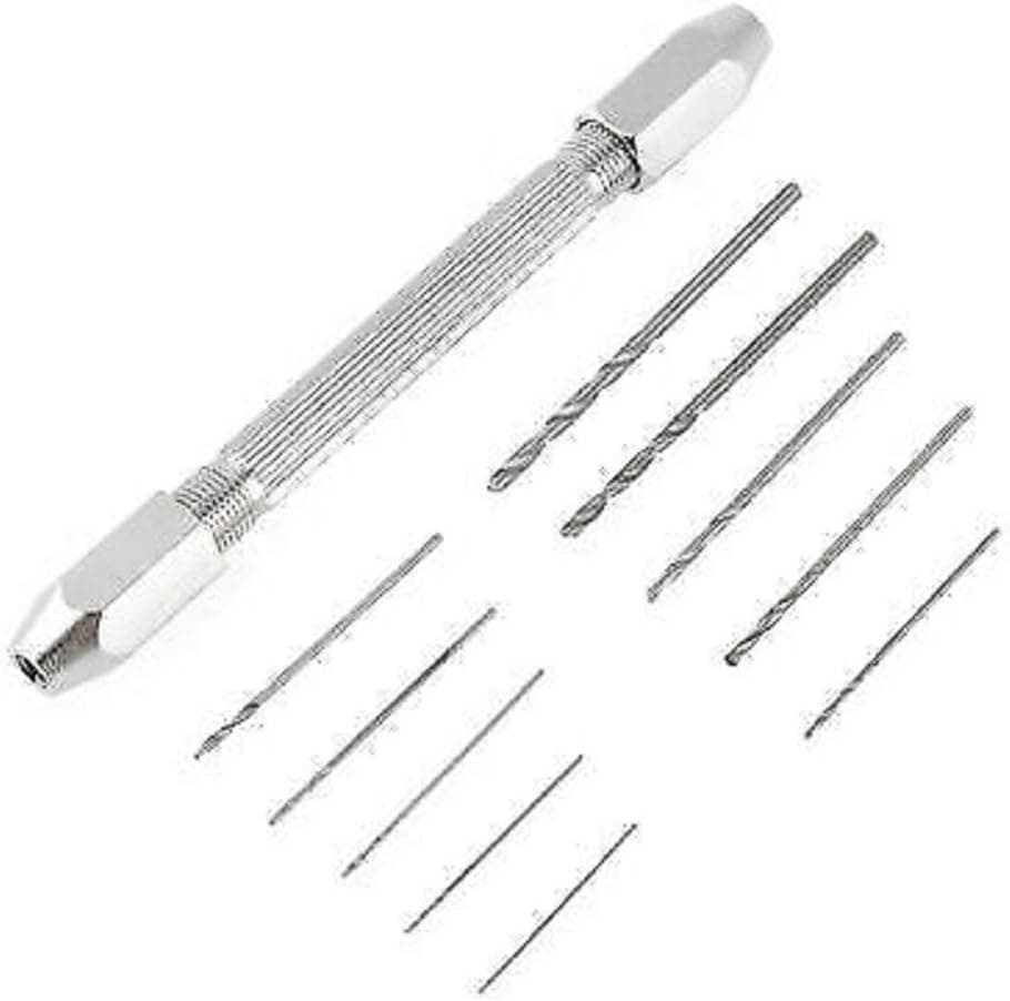 1pc Double End Pin Vise Chuck + 10pcs Micro Twist Drill Bit Jewelry Watch Repair