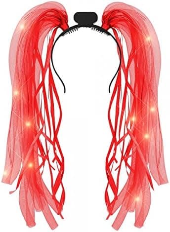 LED Flashing Light Up Hair Noodles - Red