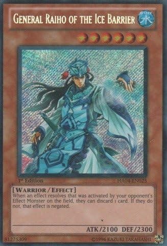 Yu-Gi-Oh! - General Raiho of The Ice Barrier (HA04-EN025) - Hidden Arsenal 4: Trishulas Triumph - 1st Edition - Secret Rare