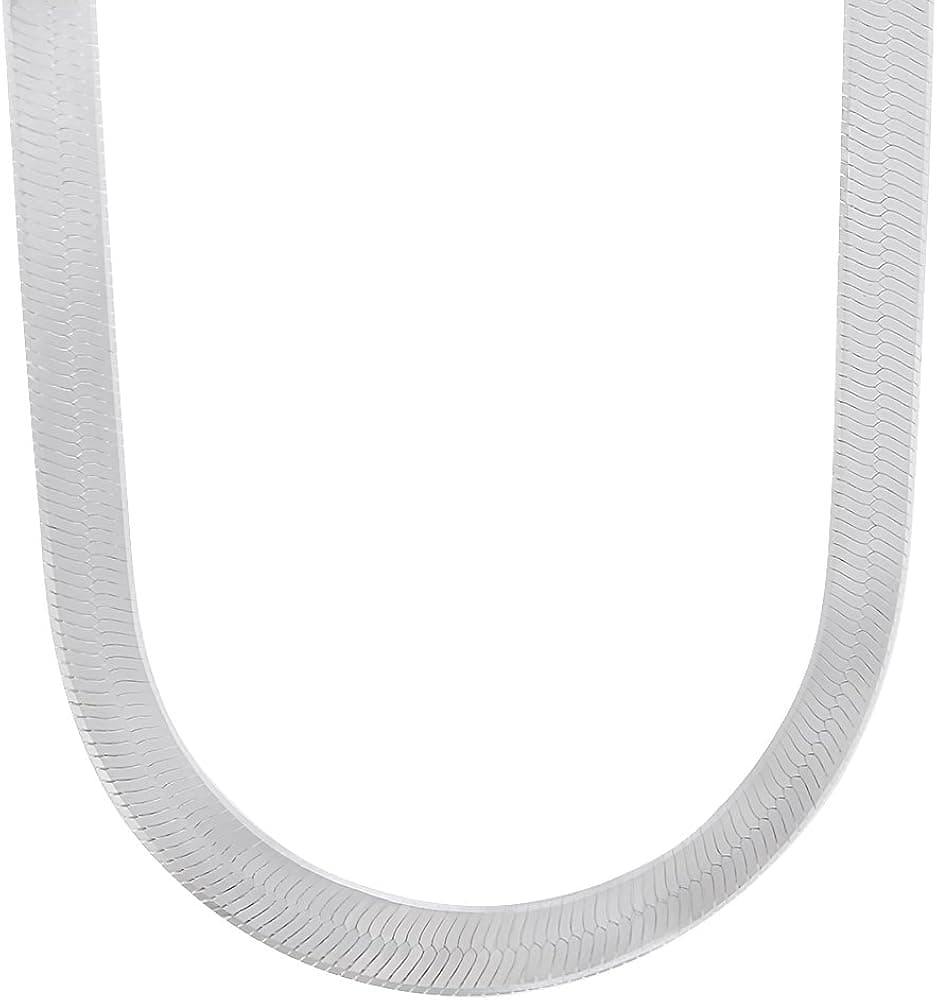 6.7mm Solid .925 Sterling Silver Flat Herringbone Chain Necklace