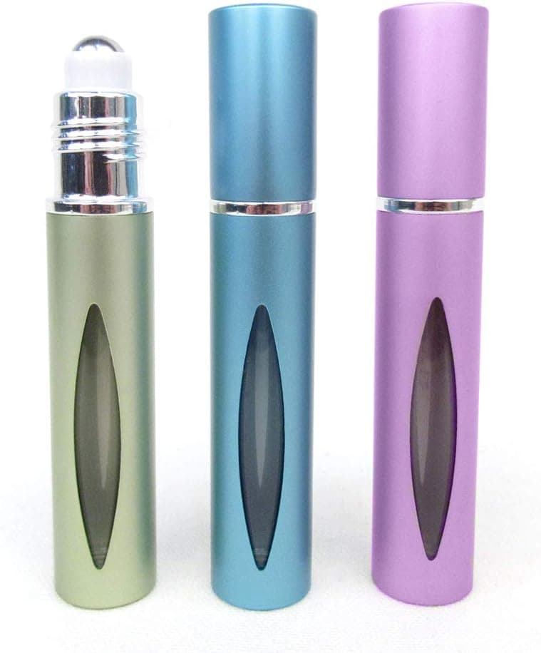 Rivertree Life Set of 3 Verona Aluminum and Glass Empty Roll On Bottle for Essential Oils