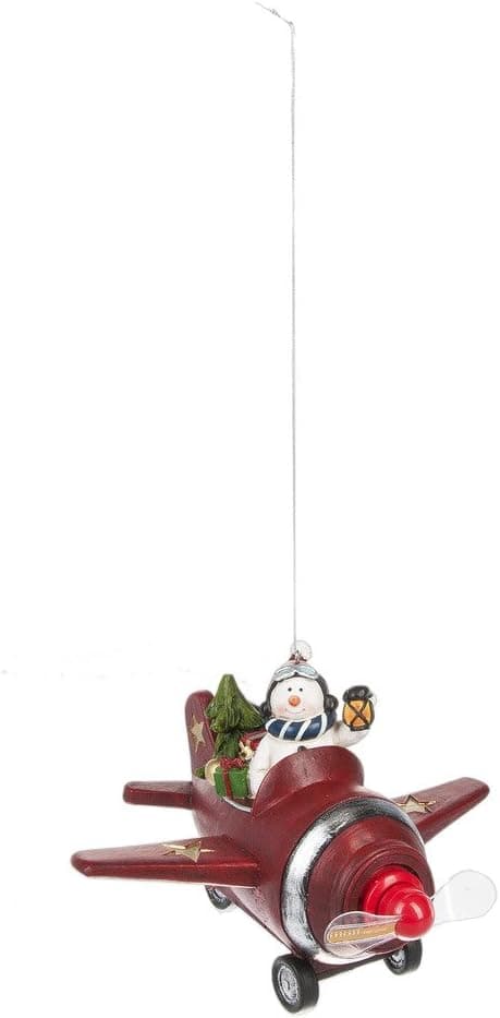 Ganz Snowman in Airplane Light Up Ornament Standard