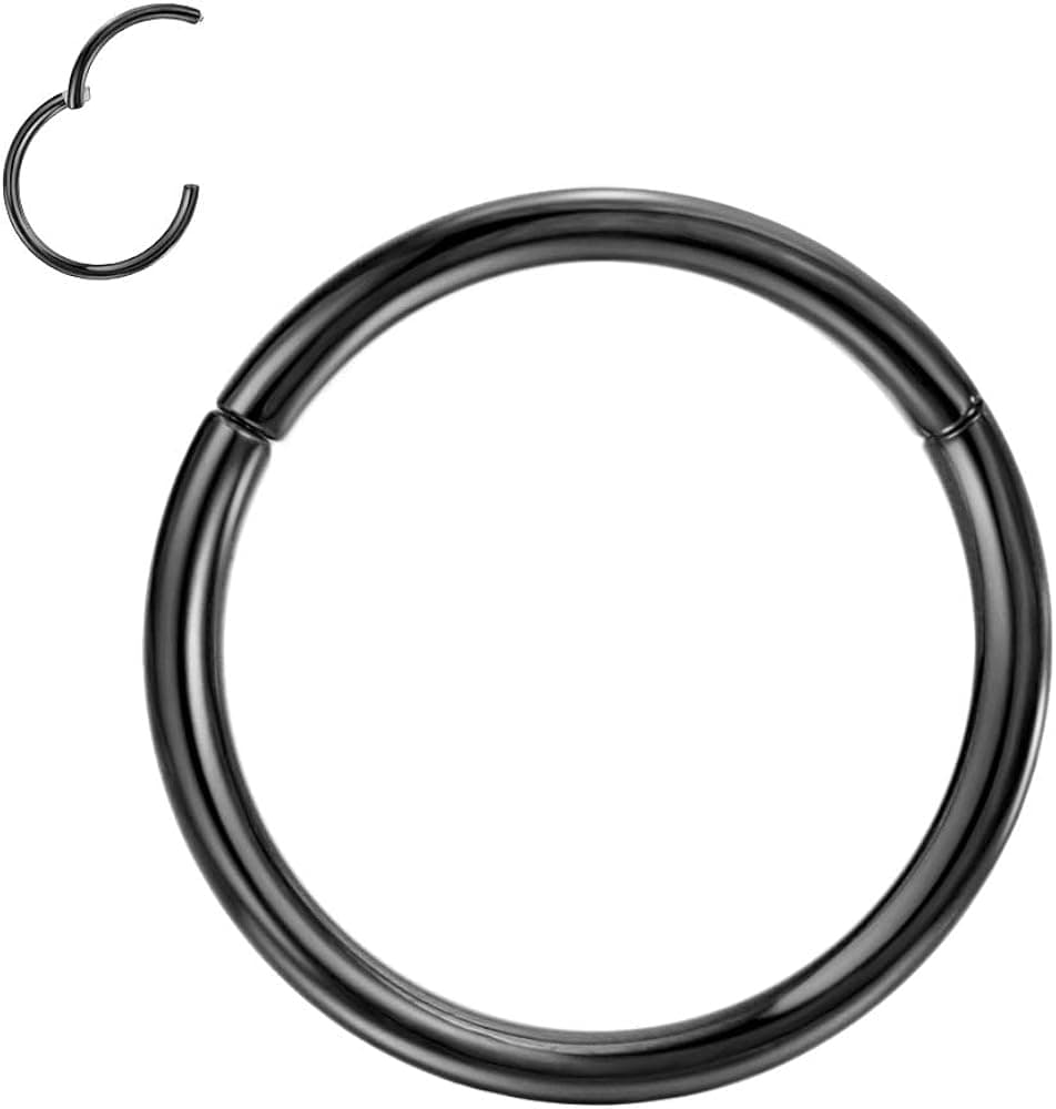 FANSING 1pc Grade 23 Titanium Body Piercing Rings for Nose Ear Lip Septum 20G/18G/16G/14G/12G/10G 5mm/6mm/7mm/8mm/9mm/10mm/11mm/12mm/13mm/14mm/16mm Silver/Gold/Rose Gold Plated/Black/Blue