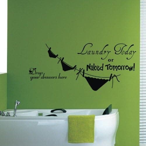 1 X Laundry Today Drop Your Drawers Here Quote Art PVC Wall Sticker Decal Room Decor