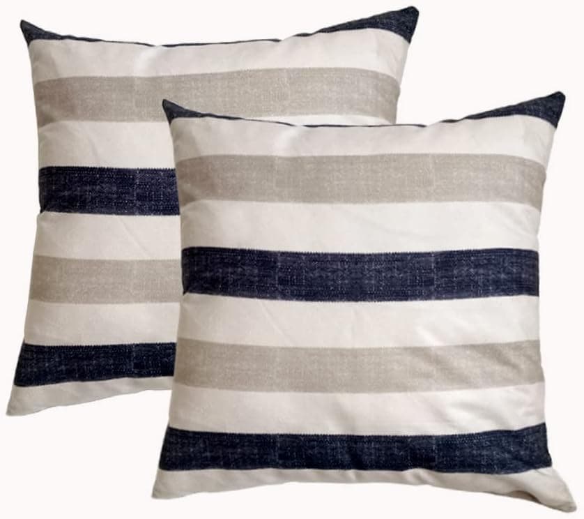 ULOVE LOVE YOURSELF 2PACK Stripe Throw Pillow Cases Supersoft Square Decorative Cushion Covers 18 X 18 Inches (Stripe 001)