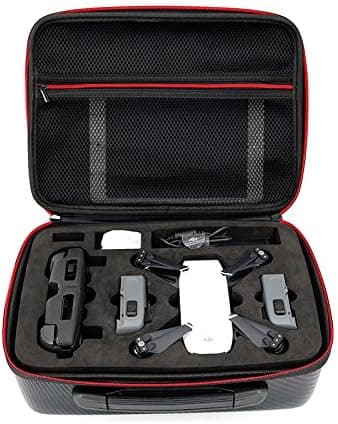 TELESIN Portable Travel Case for DJI Spark Mini Quadcopter Drone,PU Leather Hard Rainproof Hand-held Carry Case Batteries&Props Organizer Waterproof Outdoor Protection Case with Anti-Shock Foam