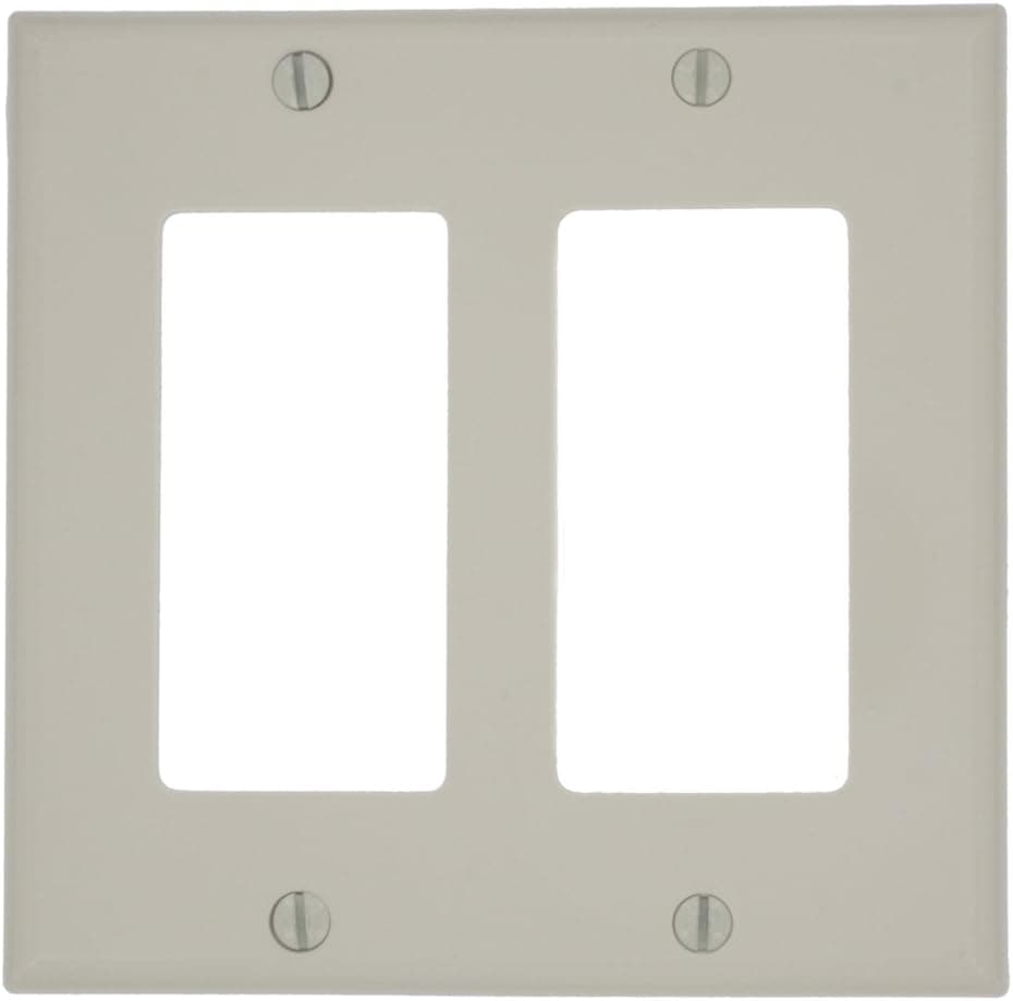Leviton 80409-NT 2-Gang Decora/GFCI Device Decora Wallplate, Standard Size, Light Almond