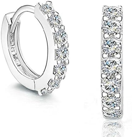 Infinite U Small Hoop Huggie Earrings 925 Sterling Silver Cubic Zirconia Cartilage Cluster Ear Cuff for Women