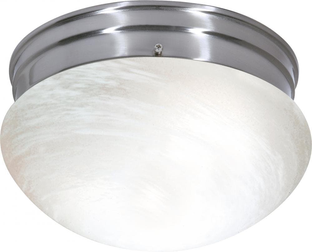 NUVO SF76/674 Two Light Mushroom Flush Mount, Brushed Nickel/Alabaster Glass