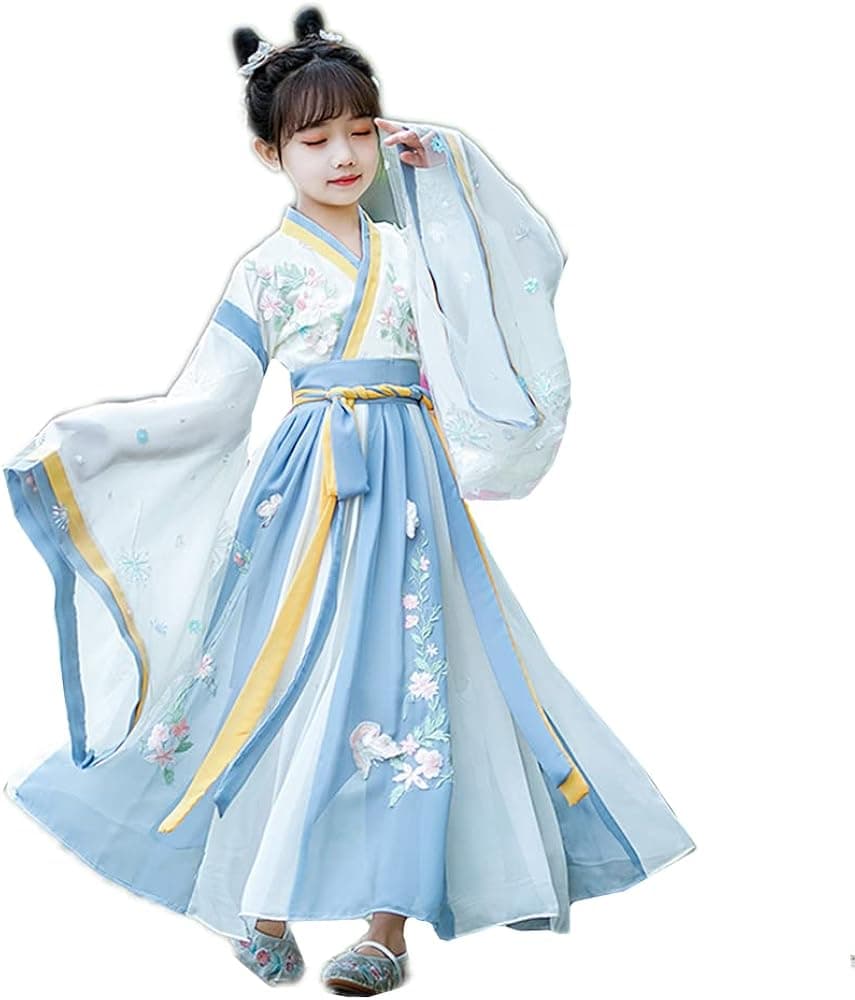 Girl's Hanfu Guzheng Served Ru Fairy Dresses Tang Suit Princess Dresses Chinese Style Dance Performance Costumes