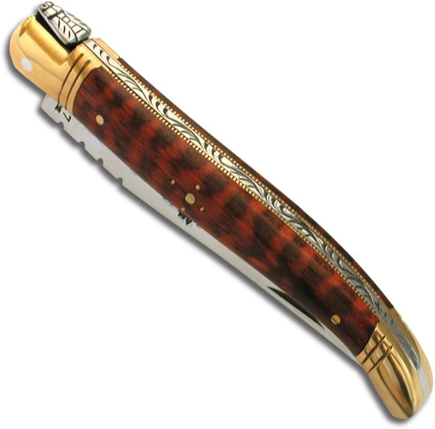 Laguiole knife with Mimosa Wood handle and brass bolsters - Direct from France