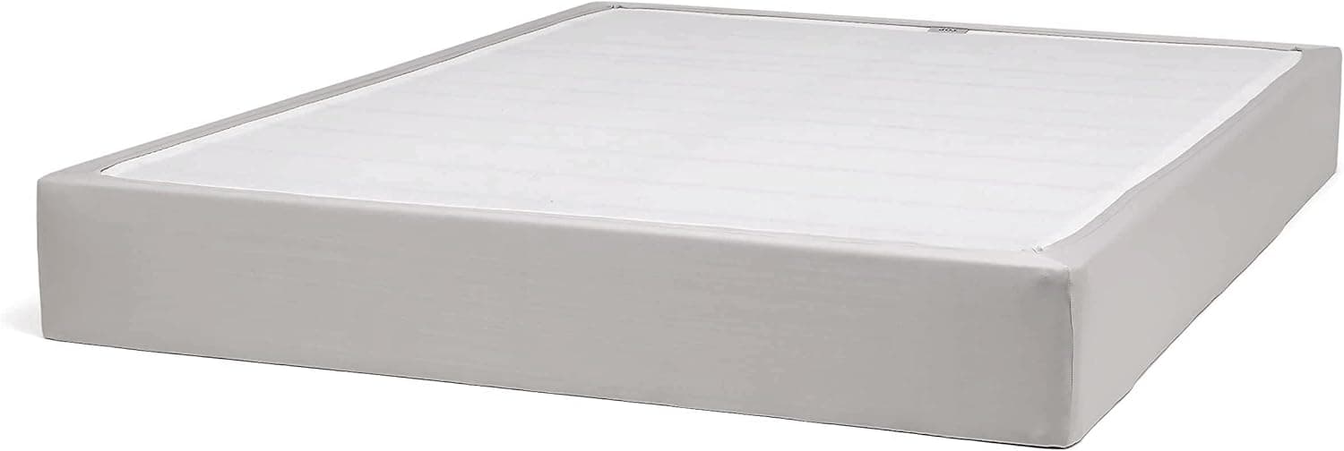 Amazon Basics Box Spring Cover - Alternative to Bed Skirt, Elastic Polyester Fabric Wrap Around Band 4 Sides - King/Cal King, Light Gray
