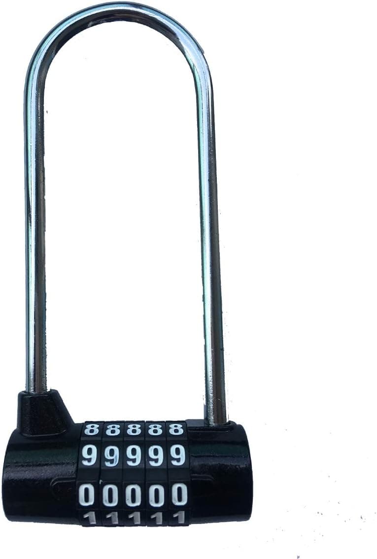 5 Digit Resettable Combination U Lock/D Lock for Fence, Storage Lockers, Gym Lockers, Cabinets, Drawers, Toolboxes, Stainless Steel Shackle, Heavy Duty Protection Long Padlock