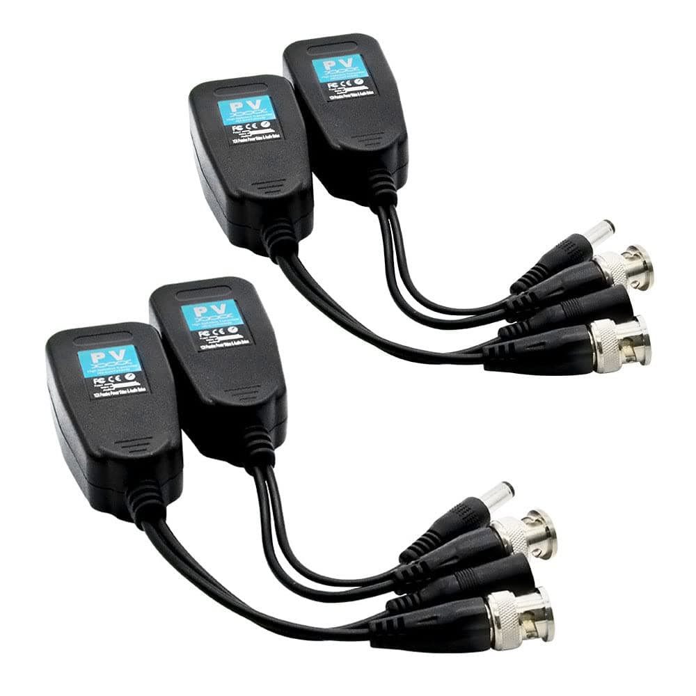 Bavmav Video Balun, BNC to RJ45, 2 Pairs HD-CVI/TVI/AHD(720P/960P/1080P) Passive Video Balun with Power Connector and RJ45 Data Transmitter BNC Twisted Pair (RJ45 1080P # 2 in 1)