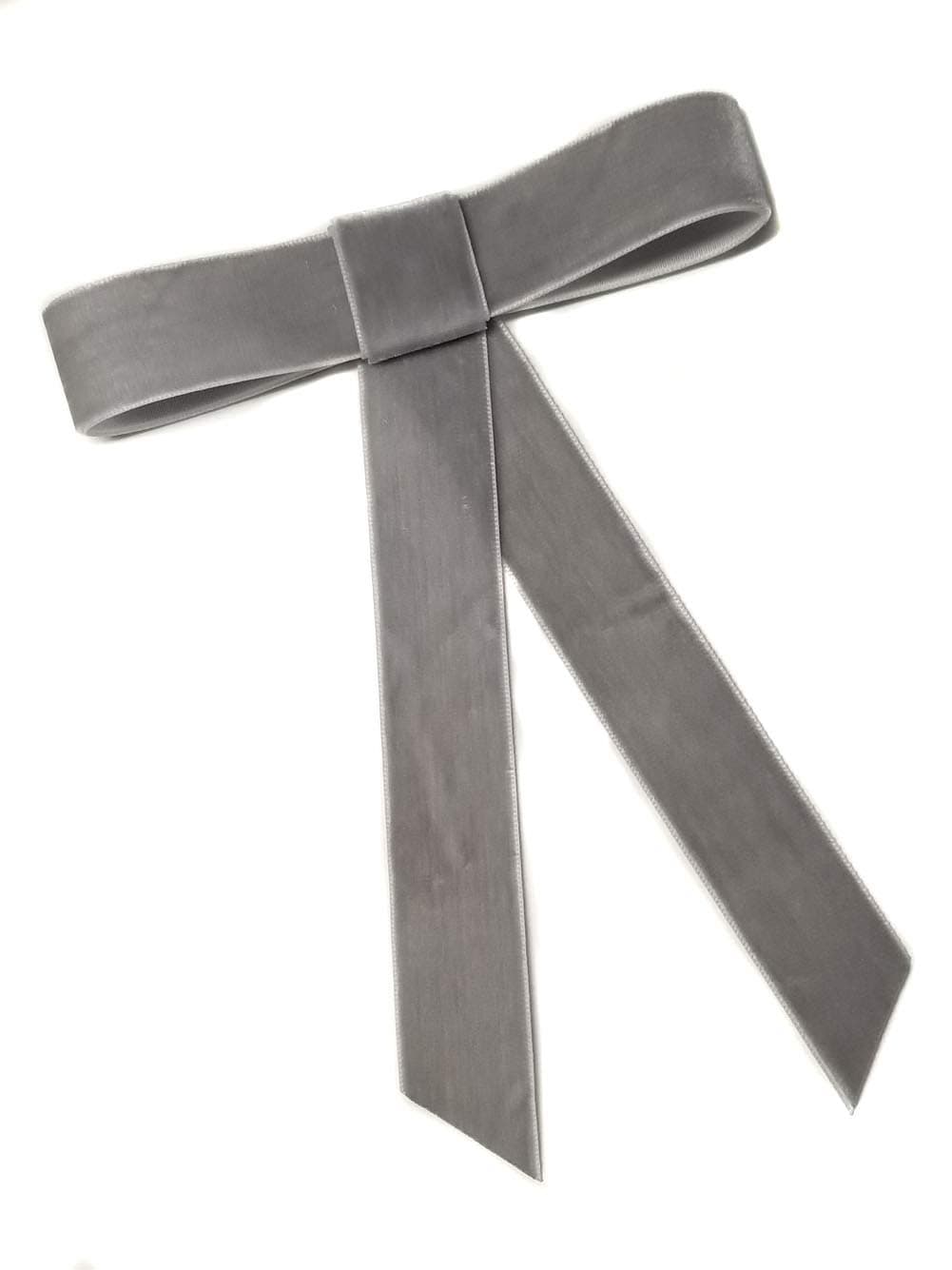 EmilyRose Couture Large Velvet Hair Bow Collection (Barrette, Ash Gray)