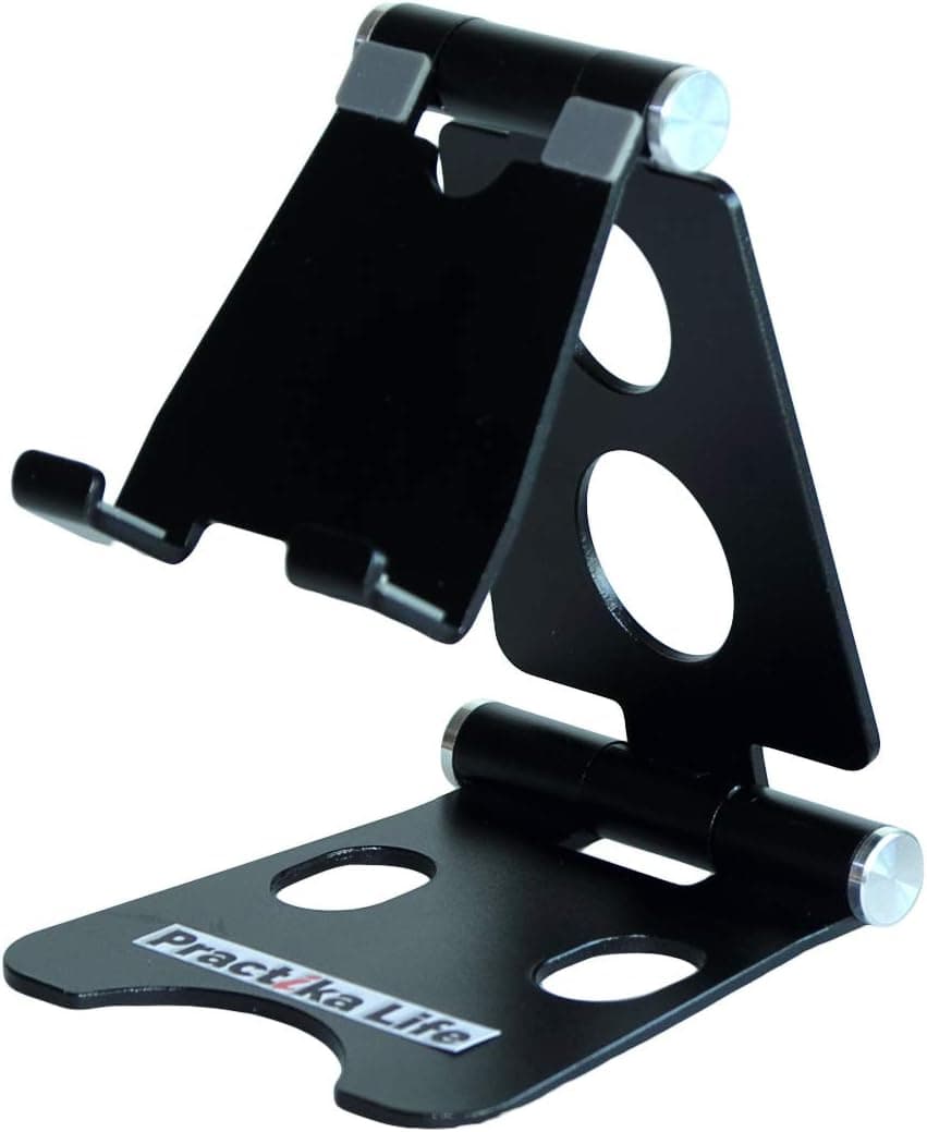 Cell Phone Stand, Lightweight and Portable, Fully Foldable Adjustable Desktop Phone Mount Holder, Compatible with iPhone, Samsung, Xiaomi and Even 7-10” Tablets Like ipad Mini