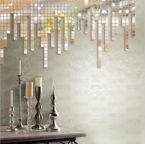100pcs 2x2cm Silver 3D Wall Sticker Mosaic Mirror Sofa Living Room Decor Art Hot