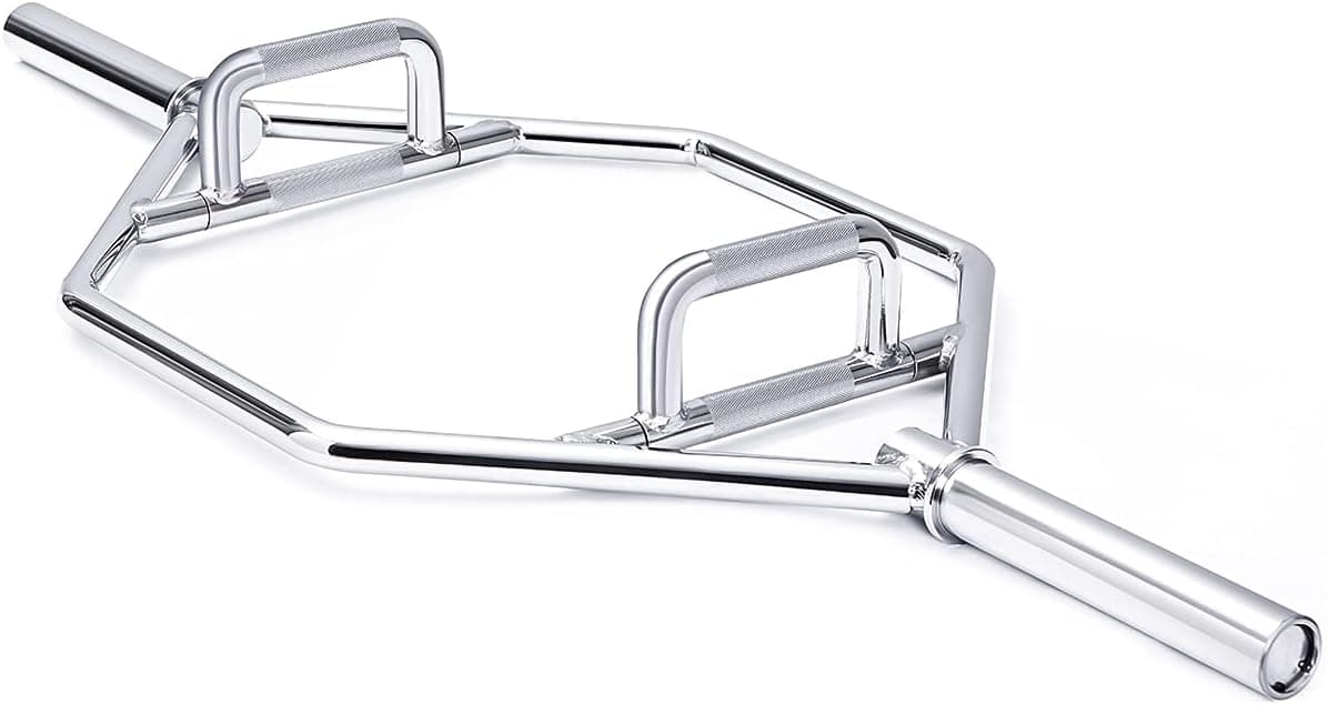 Merax Foldable Chrome Olympic Hex Bar - 56" Weight Lifting Folding Trap Bar with Knurled Handles and 10.2" Sleeves for Squats, Deadlifts, Shrugs and Power Pulls 【800 LBS Capacity】
