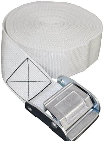 SGT KNOTS Polyester Webbing Twin Bed Connector - Metal Buckle King Bed Strap, Safe and Secure (2" Wide - White)