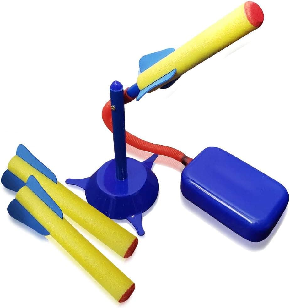 ArtCreativity Air Rocket Blaster Set - Includes Pump, Launch Pad and 3 Foam Rockets - Rockets Fly Up to 50ft - Summer Outdoor Flying Toy for Boys, Girls, Toddlers - Best Birthday Gift