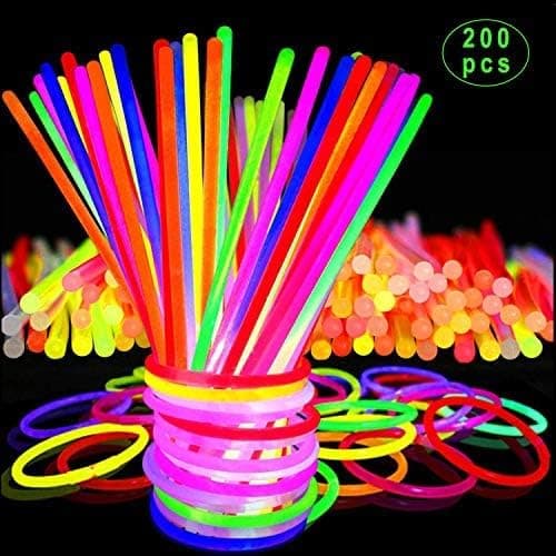 Inifty Glow Sticks Bulk Party Favors 200 Pack - 8" in The Dark Party Supplies Light Sticks, Glow Necklaces Bracelets Kids (200 Pack)