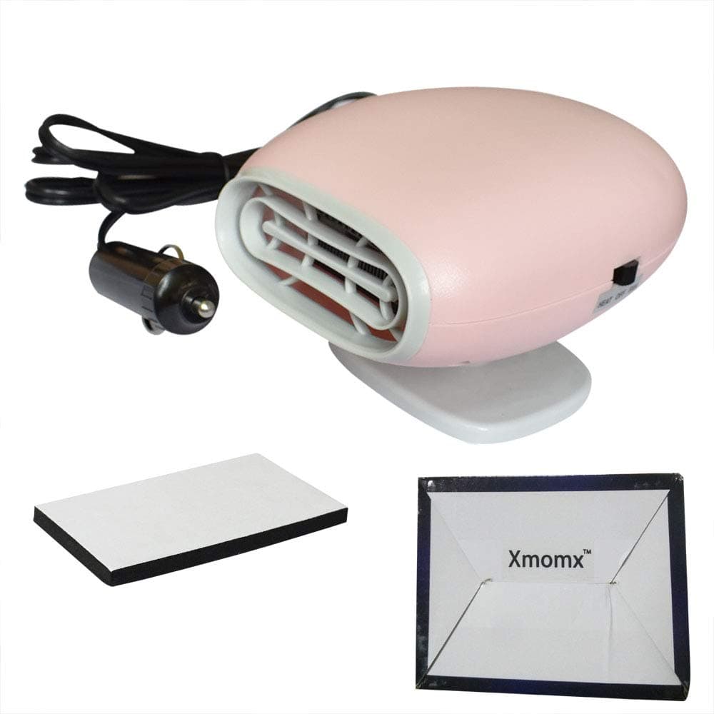 Xmomx Pink Vehicle Car Heater and Cooling 2 in1 Fast Heating Defrosts Defogger 12V 150W Auto Ceramic Heater Fan Plug in 360° Rotary Holder Cig Lighter Demister Fashion