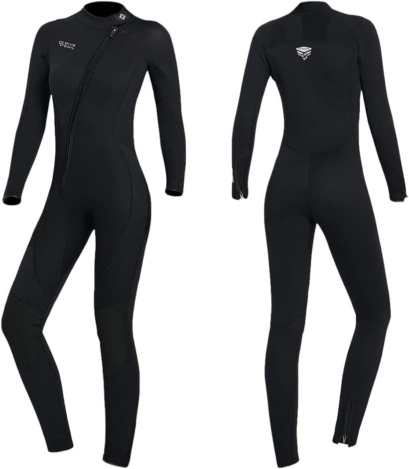 Wet Suits for Women Men Full Body 3MM Neoprene Wetsuit Diving Suit in Cold Water, Long Sleeves Front Zip Scuba Wetsuits One Piece Thermal Swimsuit for Surfing Snorkeling Kayaking Swimming Canoeing