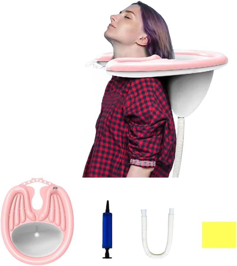 Atacesotaiv Portable Hair Washing Sink,Inflatable Shampoo Bowl,Hair Washing Tray for Sink at Home for Kids, Handicapped, Pregnant Women, Bedridden Patients,Elderly, for Bedside and in Bed