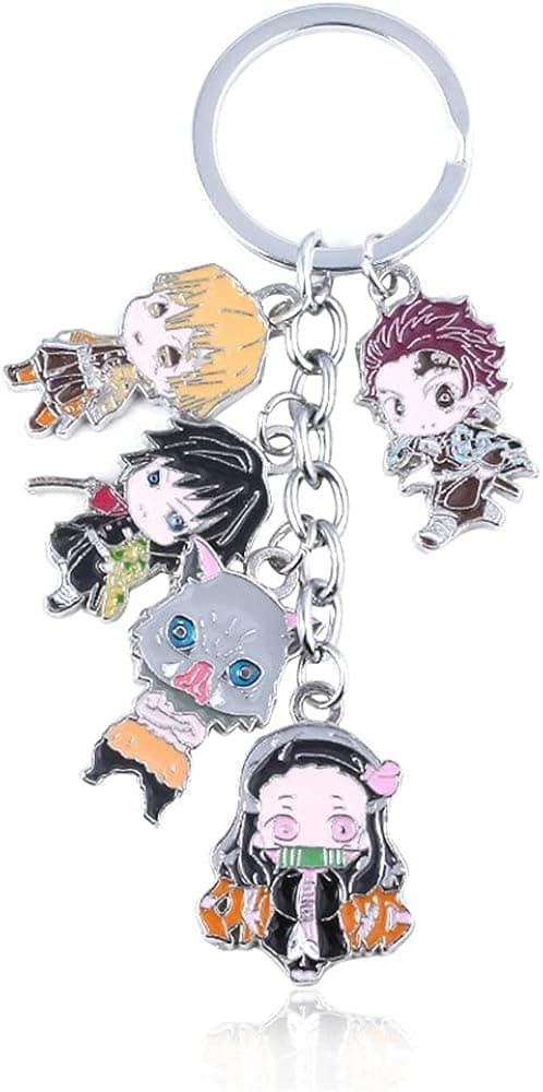 Kimetsu No Yaiba Tanjiro Keychain - Rengoku Nezuko Anime Hanafuda Chain - Cosplay Gifts For Women Men Boys Fans