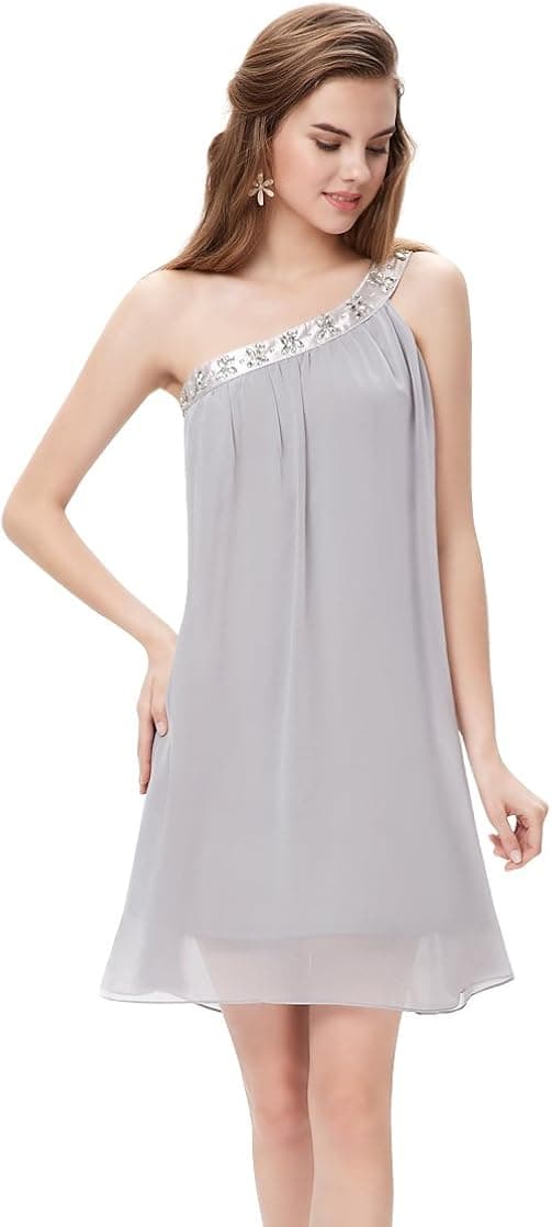 Ever Pretty Womens One Shoulder Grecian Cocktail Dress 16 US Gray