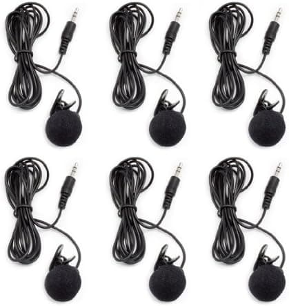 Aleratec 3.5 mm Computer Clip on Mini Microphone 6-Pack