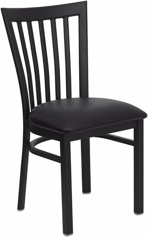 Flash Furniture 2 Pack HERCULES Series Black School House Back Metal Restaurant Chair - Black Vinyl Seat