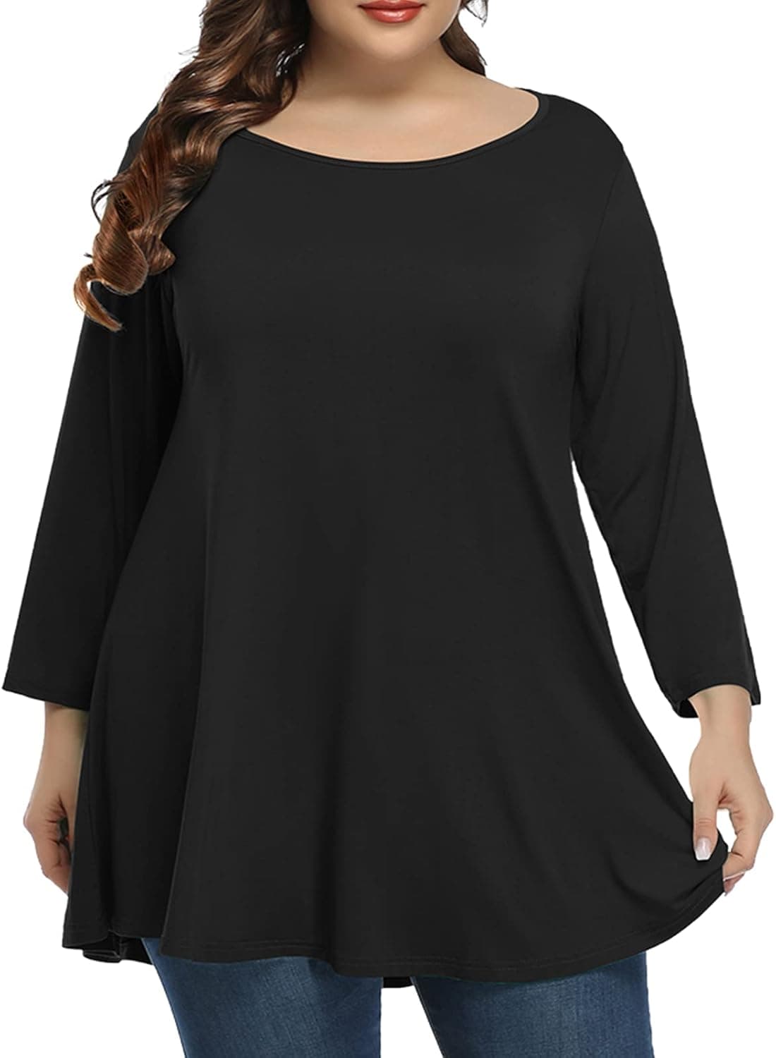 BELAROI Plus Size Tops For Women 3/4 Sleeve Comfy Tunic For Leggings Loose Casual T-Shirt
