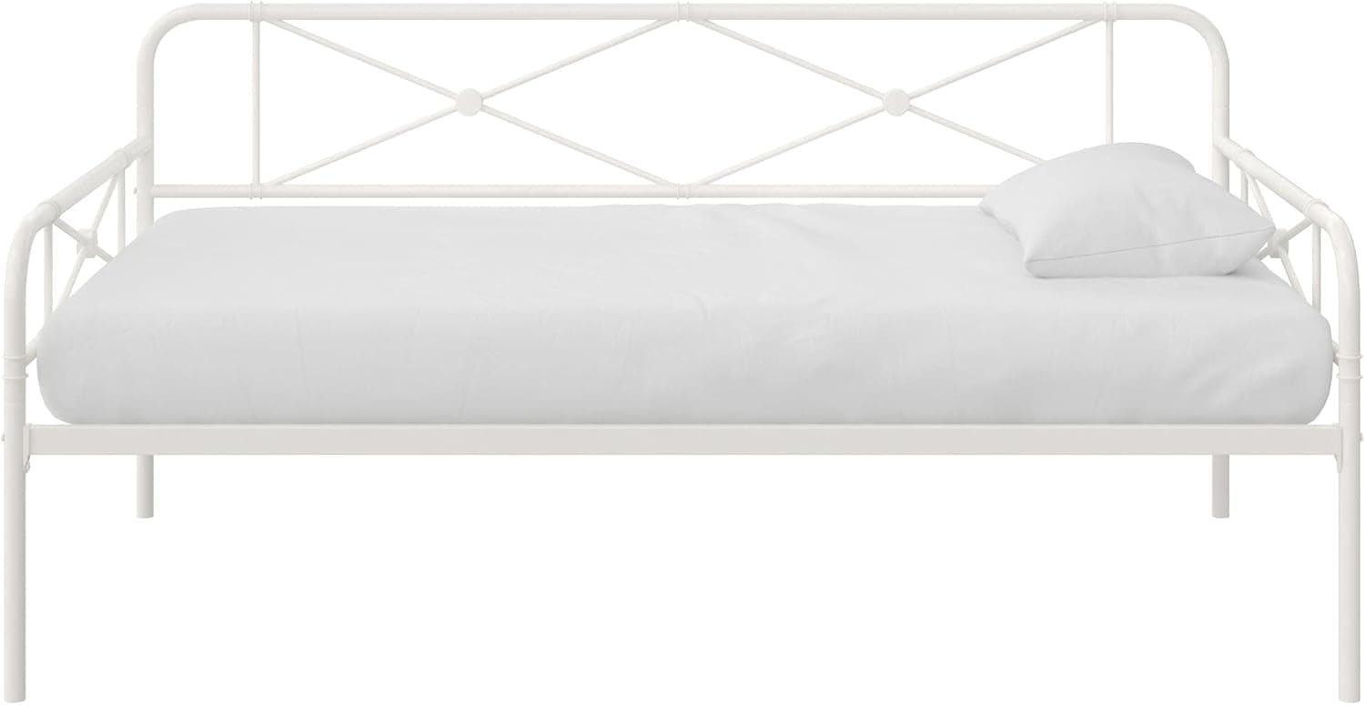 REALROOMS Allysa Metal Daybed with Steel Frame, Twin, White