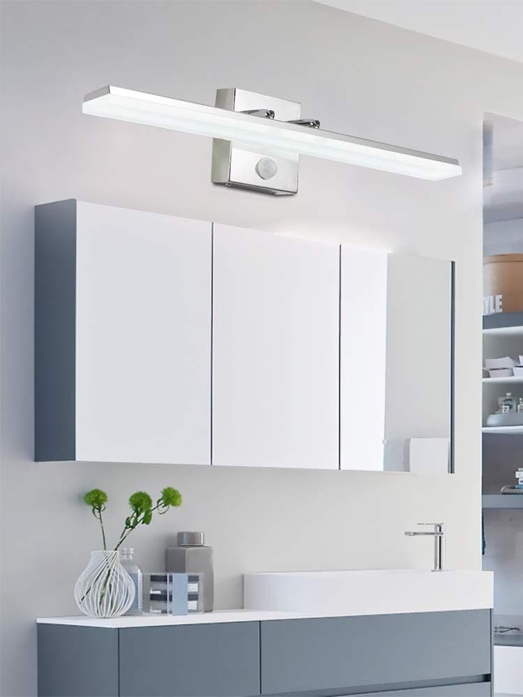 Hekitech 24W LED Wall Vanity Light Fixtures, 110V Modern Chrome Bathroom Lighting, Over Mirror Radar Sensor Lights Decor Accessories